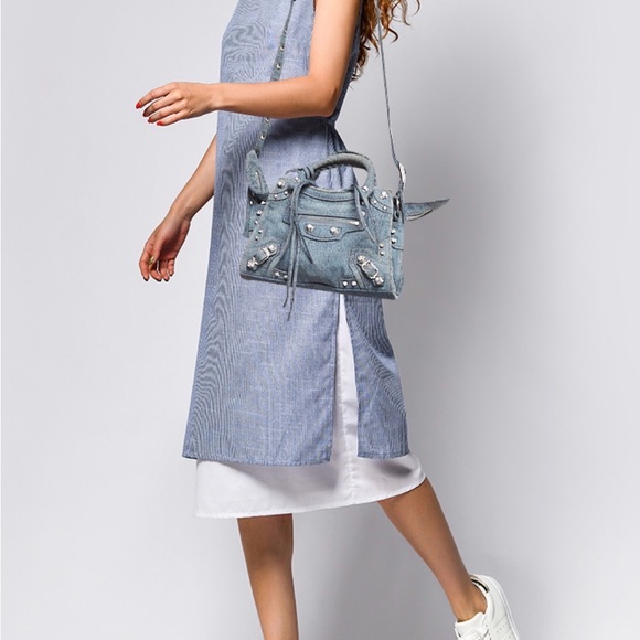 Balenciaga Blue Denim XS Crystals Neo Cagole Bag - Picture 9 of 15